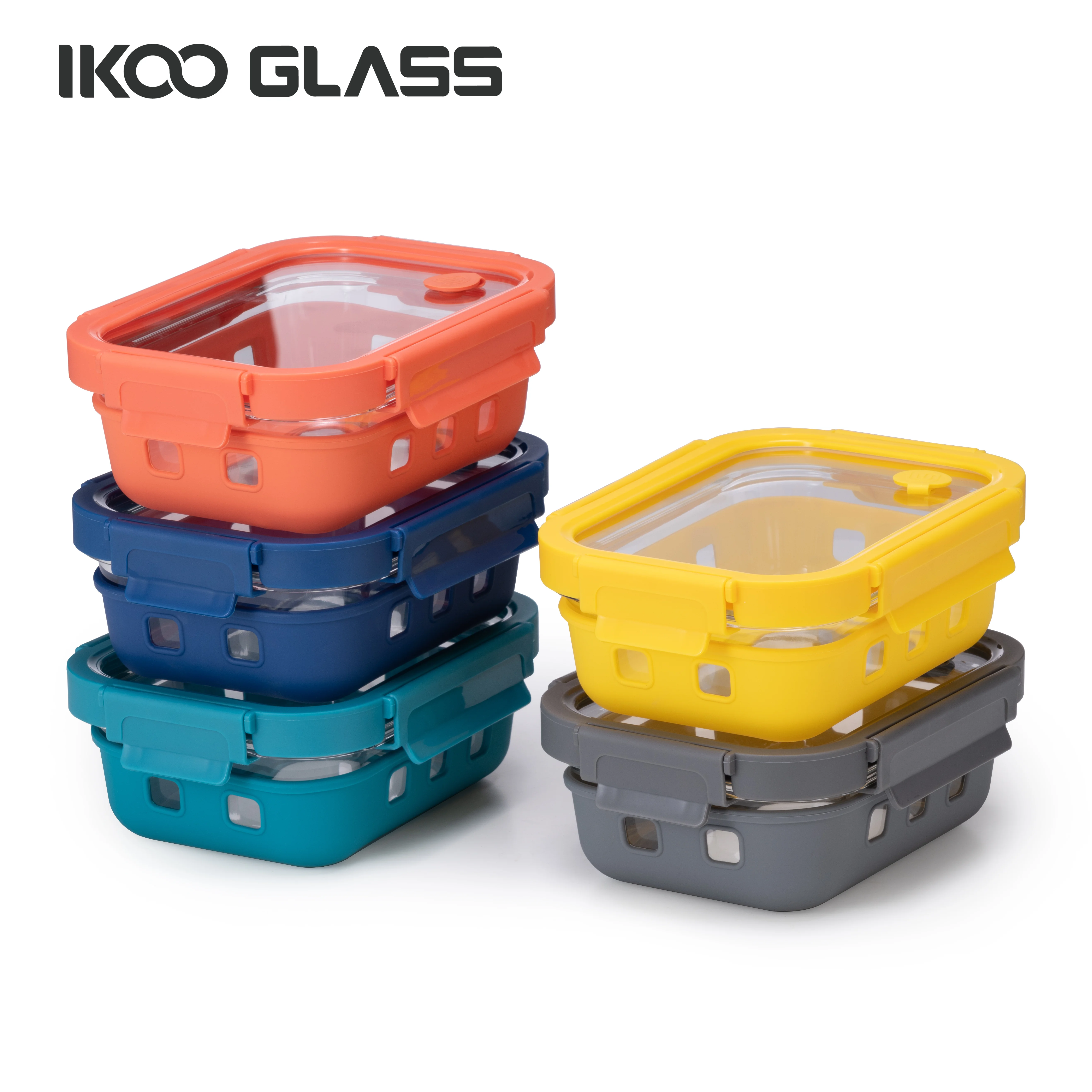 IKOO Glass Food Storage Container Set with Lids for Lunch Boxes