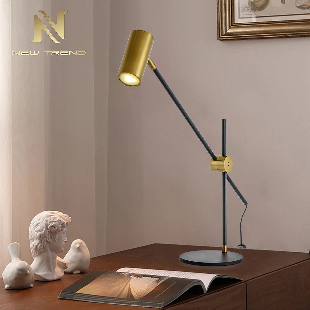 TH0064-1 Modern style indoor soft lighting iron gold black adjustable table lamp 