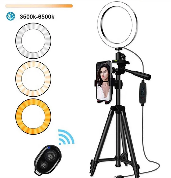 10 Inch LED Lamp 1506 For Makeup Photographic Lighting Selfie Ring Light  With Tripod Stand Cell Phone Holder