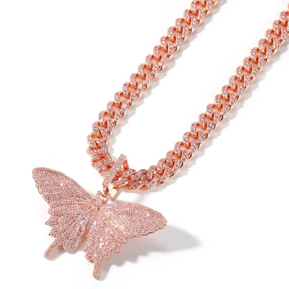 Butterfly Pendant Hip Hop Necklace 
