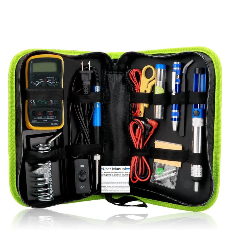 60W Soldering Iron Kit Adjustable Temperature Welding Tool Digital Multimeter