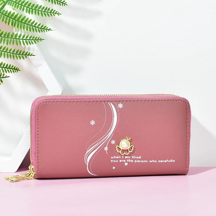 Wholesale New design fashion peal ladies purse wallet double zipper women  long wallets From m.