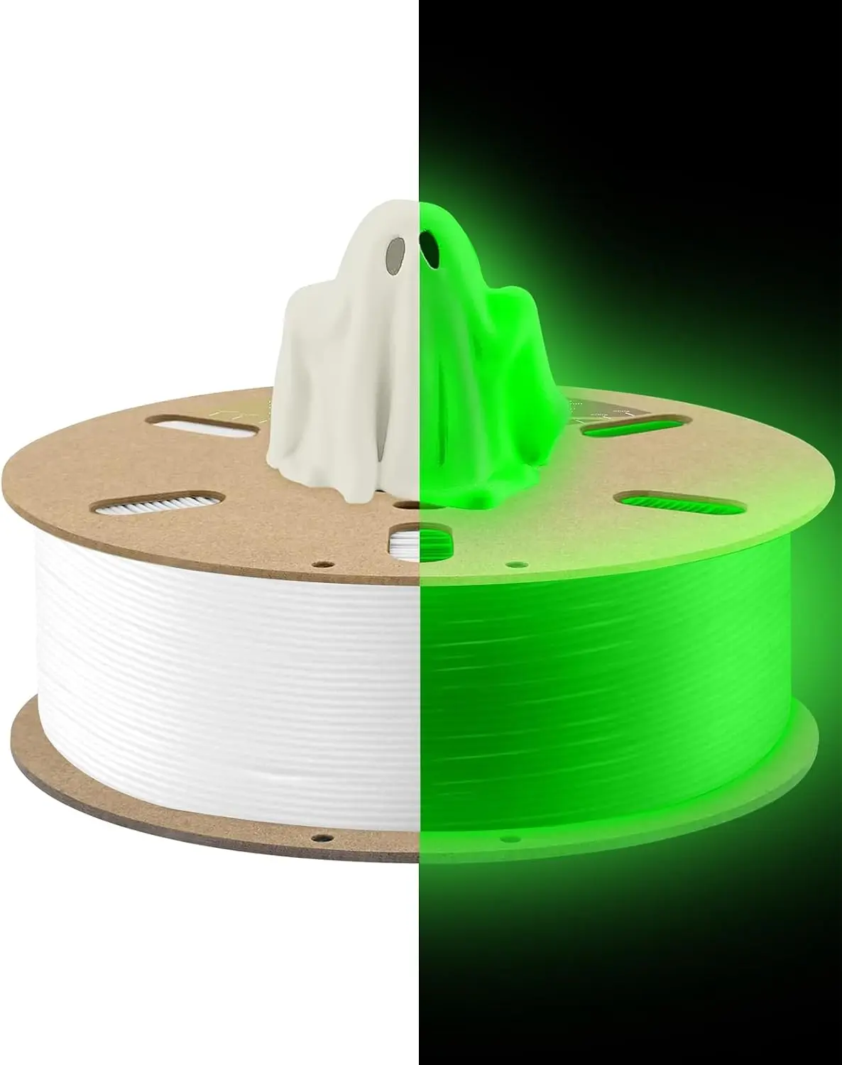 PLA Glow in the Dark Filament Neatly Cardboard 1.75mm 1Kg Glow Green,Luminous PLA 1.75mm, High Brightness 3D Filament