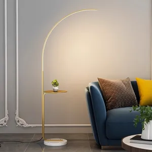 Nordic Modern Arc Standing Gold Arc Floor Lamp With Table Floor Lamp Bedroom Light for Living Room Corner Led Lamp