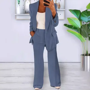 S-5XL Women's Blazer Casual Long-sleeved Top Solid Color Suit 2026 Collar Button Temperament Commuter Plus Size Blazer Sets