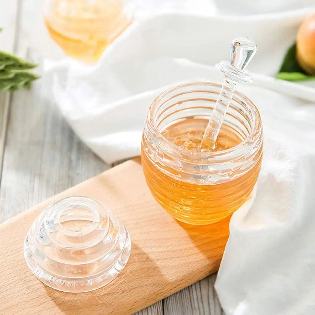 Wholesale Food Grade Polystyrene Honey Splash Bar Honey Pot Honey Jar For Honey Storage