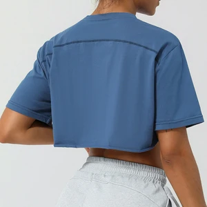 Hot Selling Outdoor Female Short Sleeve Running Wear Exercise Crop Tank Tops Women Slim Fitness Yoga Wear