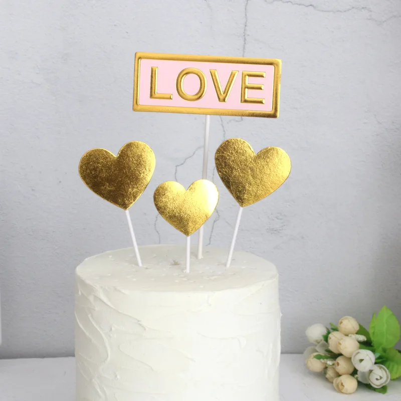 Gold Star Cake Topper - Happy Birthday Love Decor