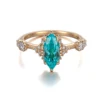 Bague en or 18 carats avec pierres précieuses de laboratoire