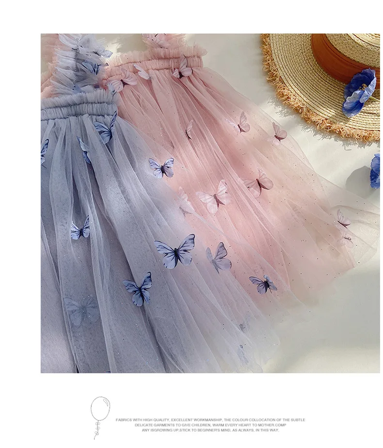 Little Girl Ruffle Dress - Butterfly Tutu Dress for Summer