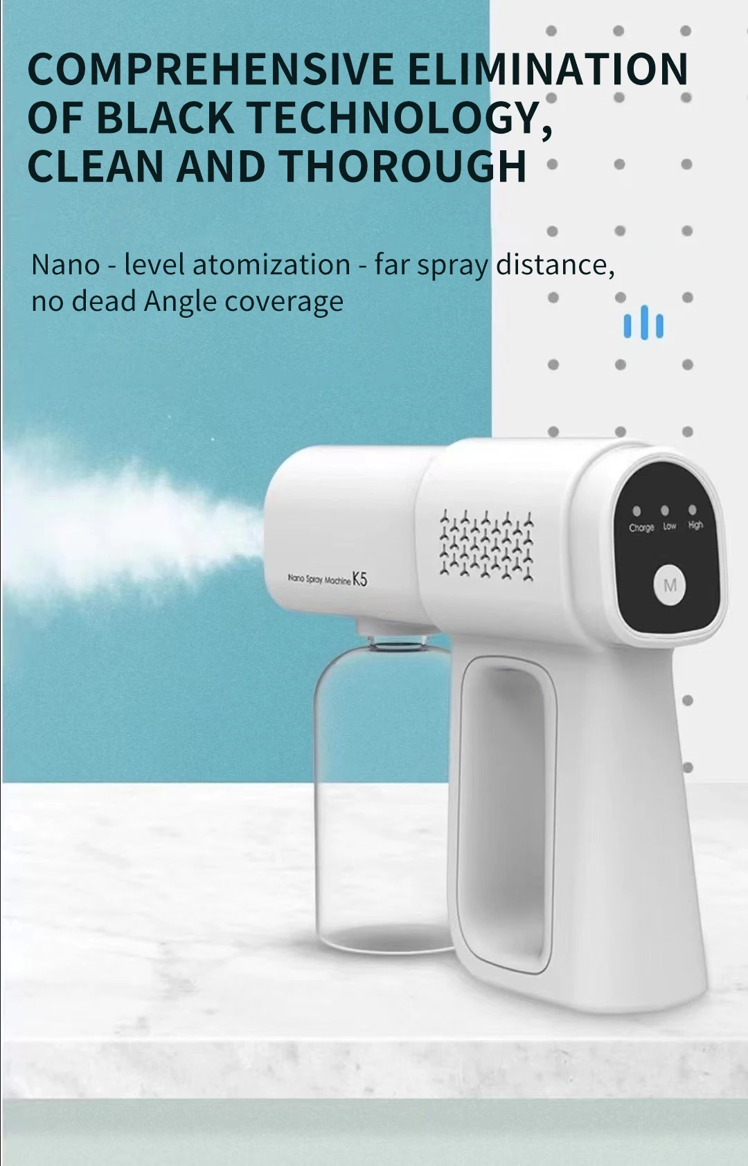 Handheld Wireless Rechargeable Atomizer Large Capacity Electric Adjustable Nozzle Air Freshener Sprayer Fogger Machine for Home
