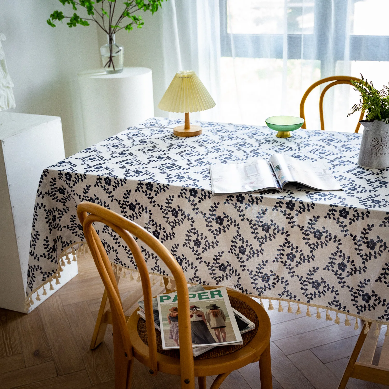 Edge Tassel Flower Fabric Table Cover New Design Table Cloth Printed Customized Tablecloth