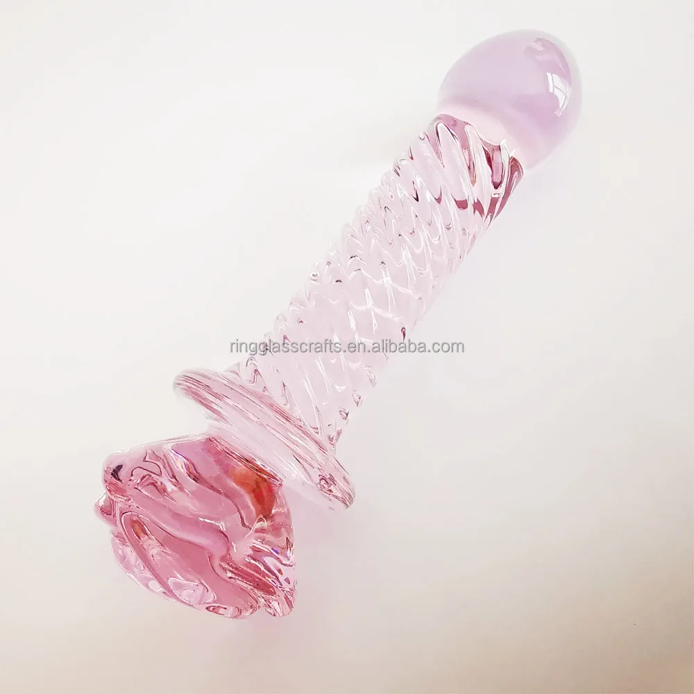 Source Handmade Crystal Glass Pink Dildo Rose Penis Reusable Sex supplies Phallus Adult Toys for Women Ladies Girls Masturbator on m.alibaba