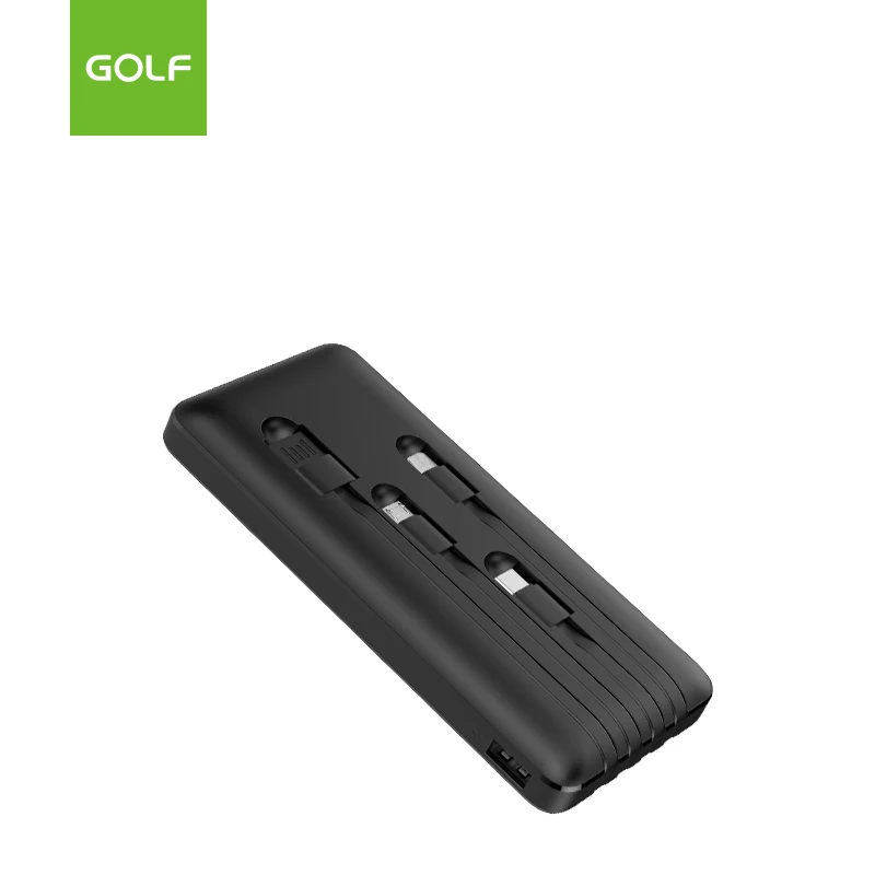 Built in Cable Slim Polymer External Battery Wholesale Consumer Electronic 10000mah Portable Power Bank With Cable