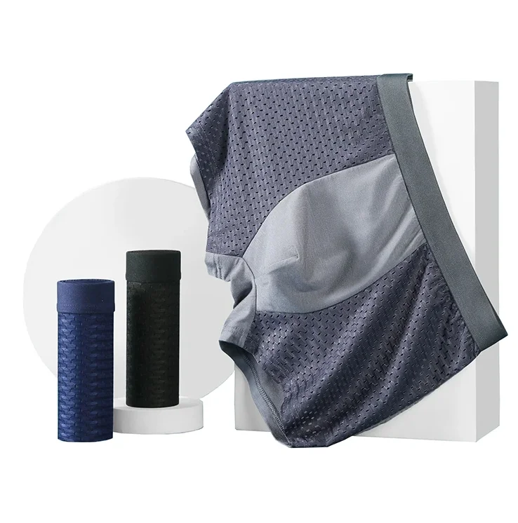 Latest Design Men Ice Silk Cooling Mesh Boxer Shorts Underwear Men Breathable Boxers
