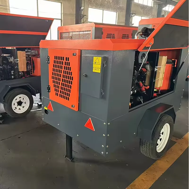 Portable Diesel Energy Rotary 185 CFM  Screw Air Compressor for Construction and Mining