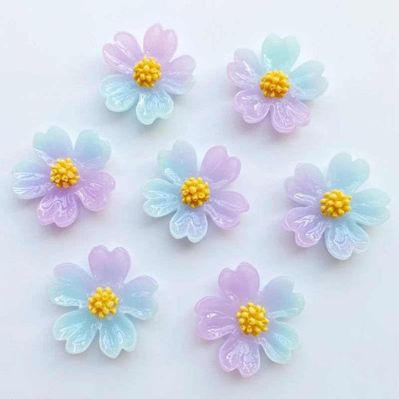 Gradient Colorful Flower Cherry Slime Filler Charms Simulation Cherry Blossom  Resin Beads Home Shoes DIY Ornament Accessory