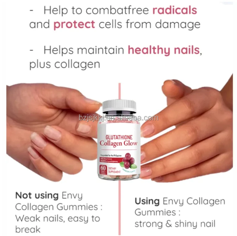 fruits with high glutathione Hot Sale Anti Aging Formula Hydrolyzed Glutathione Collagen Glow Gummies  Glowing Skin for Women in Philippine