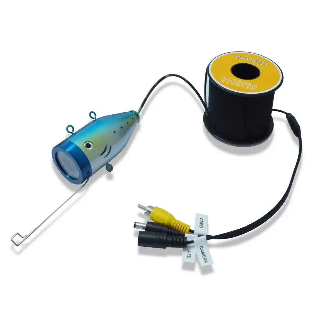 FishPro Caméra de pêche sous-marine – 1200TVL, LCD 7, DVR 32 Go, 12 IR + 12 LED, câble de 50 pieds, noir, étanche, connexion par câble vidéo