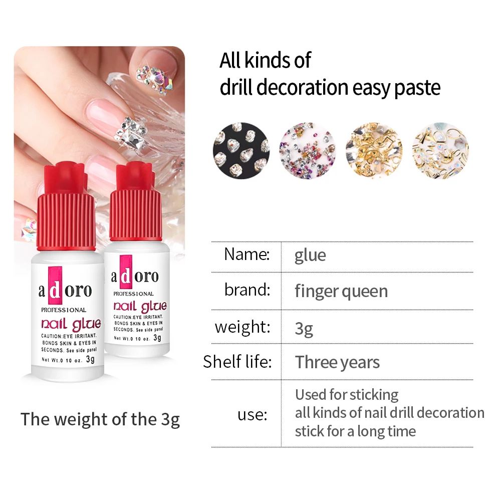 5pcs Set Nail Art Glue Fast Dry Acrylic Manicure Glue Fingernail