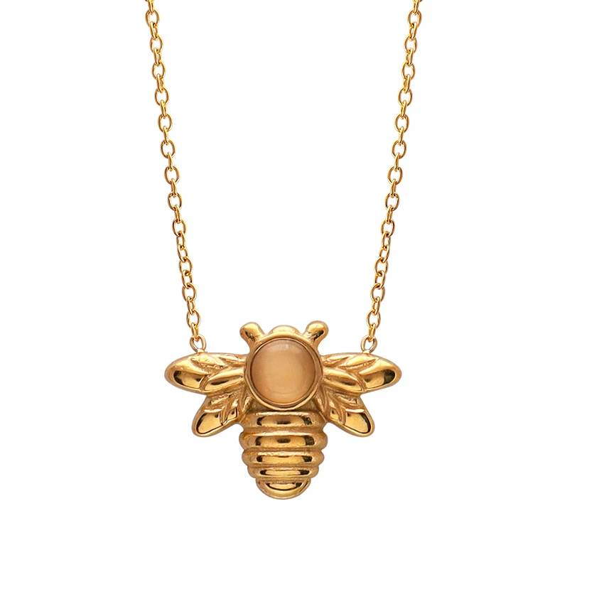 Collana Ciondolo Ape Con Moneta In Titanio E Acciaio Inox, Oro, Regalo Donna