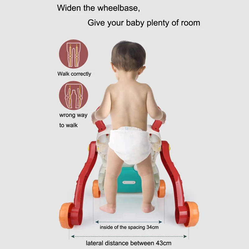 Multifunction 2 in 1 Educational Stroller Toy With Writing Pad Music Baby Learning Walker