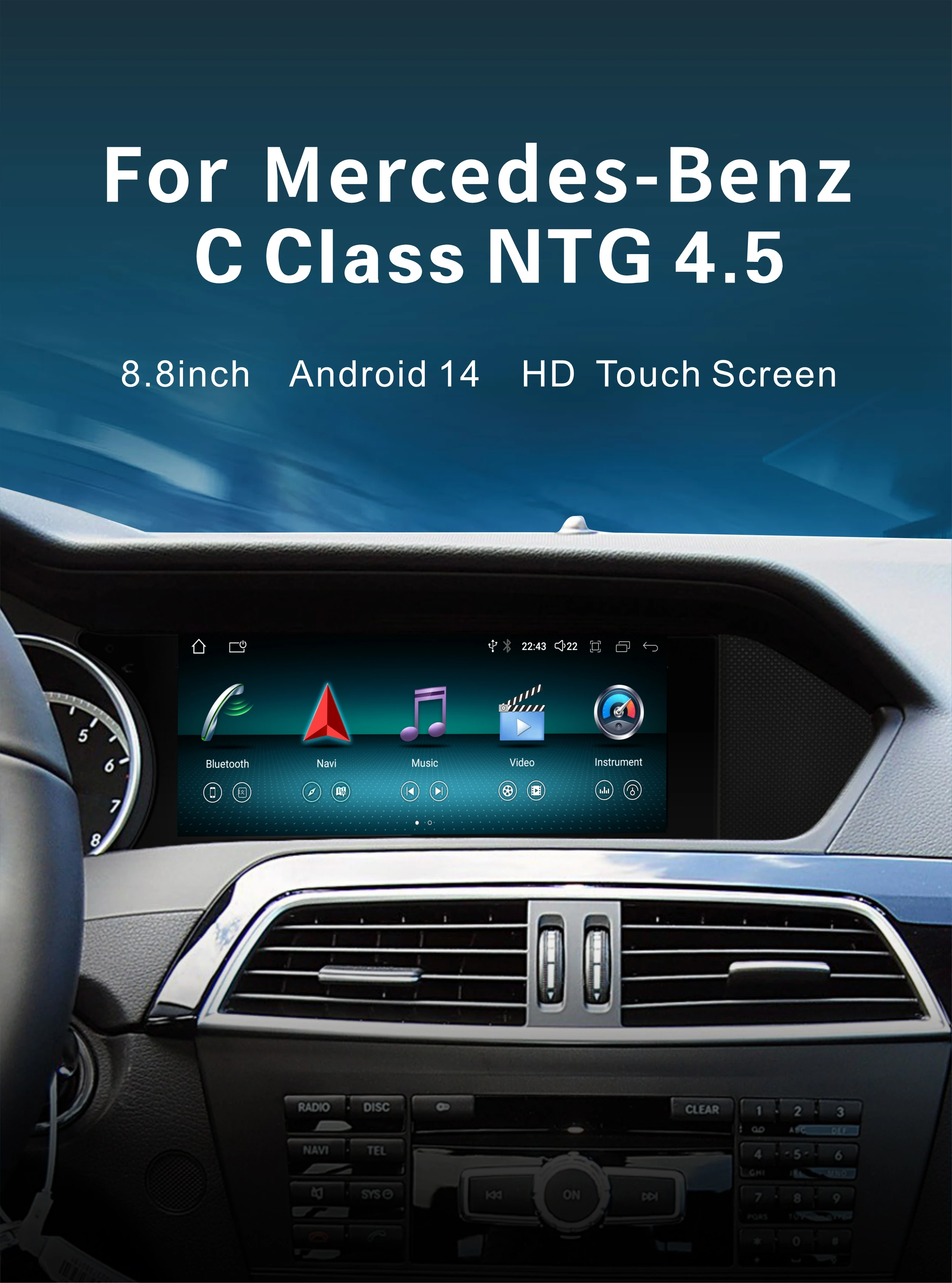 メルセデスベンツ MB W204 ダッシュボード 8.8インチ車載デジタルダッシュボードカーステレオDVDマルチメディア