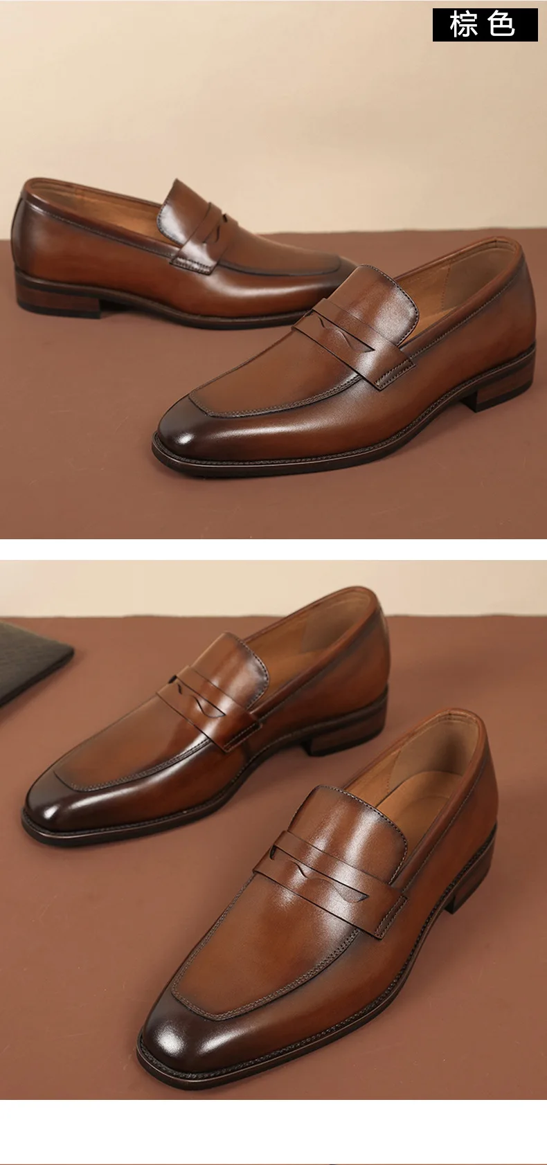 New Men's Wedding Leather Shoes Toelayer Cowhide Slipon Casual