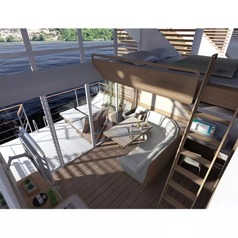 Yacht Style Floating Boat Prefab Container Hotel House on Water Floating Hotel Houseboat Tiny House Mobile Housing Modular Home