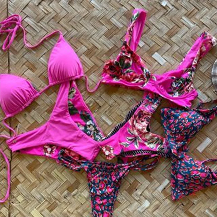 Customized Swimsuit Women Brazilian Bikini Patchwork Print Swimwear ...