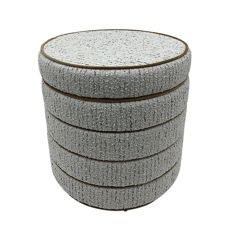 Hot Selling Home Furniture Modern Luxury Velvet Round Pouf Ottoman for Living Leisure