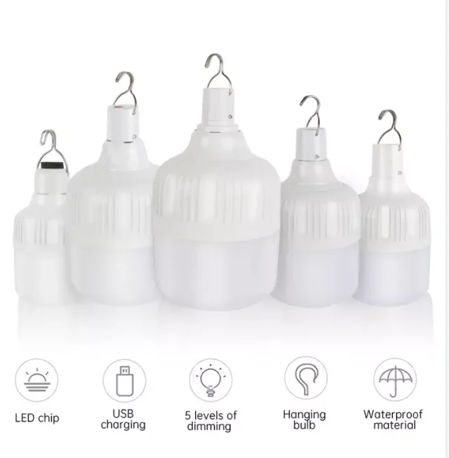 Home and outside night lighting 60w USB rechargeable emergency LED bulb light lamp