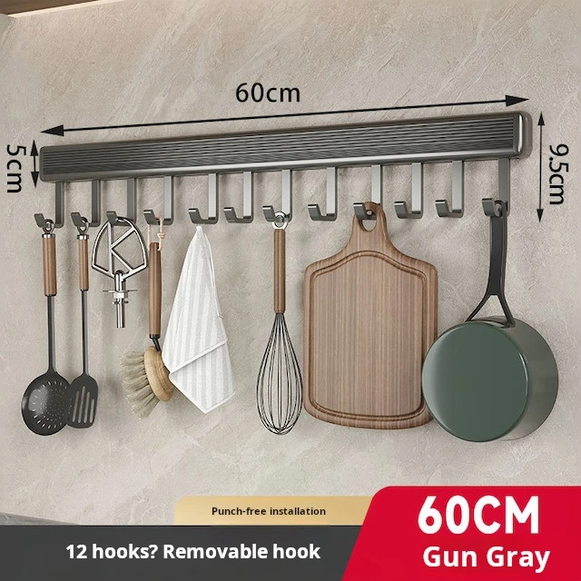 Kitchen Utensil Hanger Wall Mounted Pot Rack with 12 Hooks