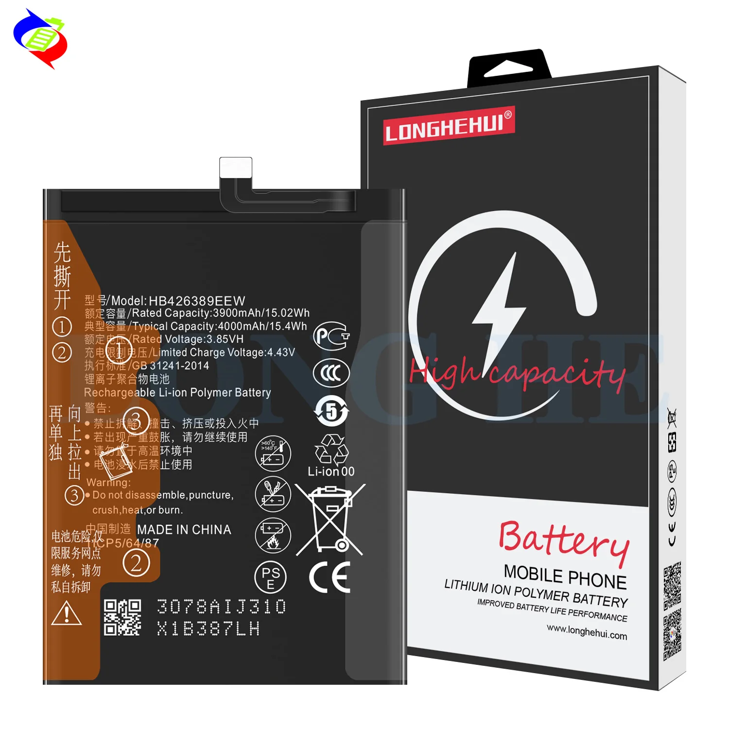 Batterie Battery Akku HB386589ECW Pour Mate 20 Lite, Nova 3, P10 Plus Honor 20 Honor Play Honor View 10 Nova 5t Huawei