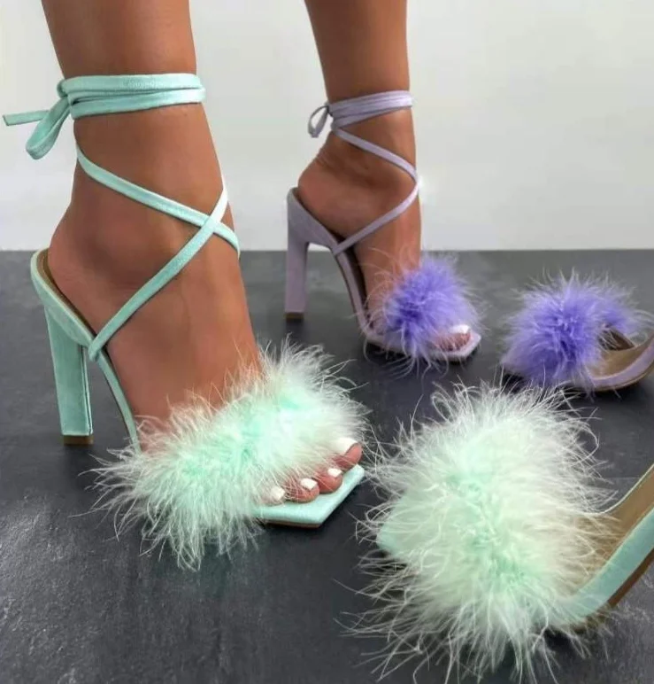 Stiletto Fur High Heels | Womens shoes high heels, Fluffy heels, Heeled  flip flops