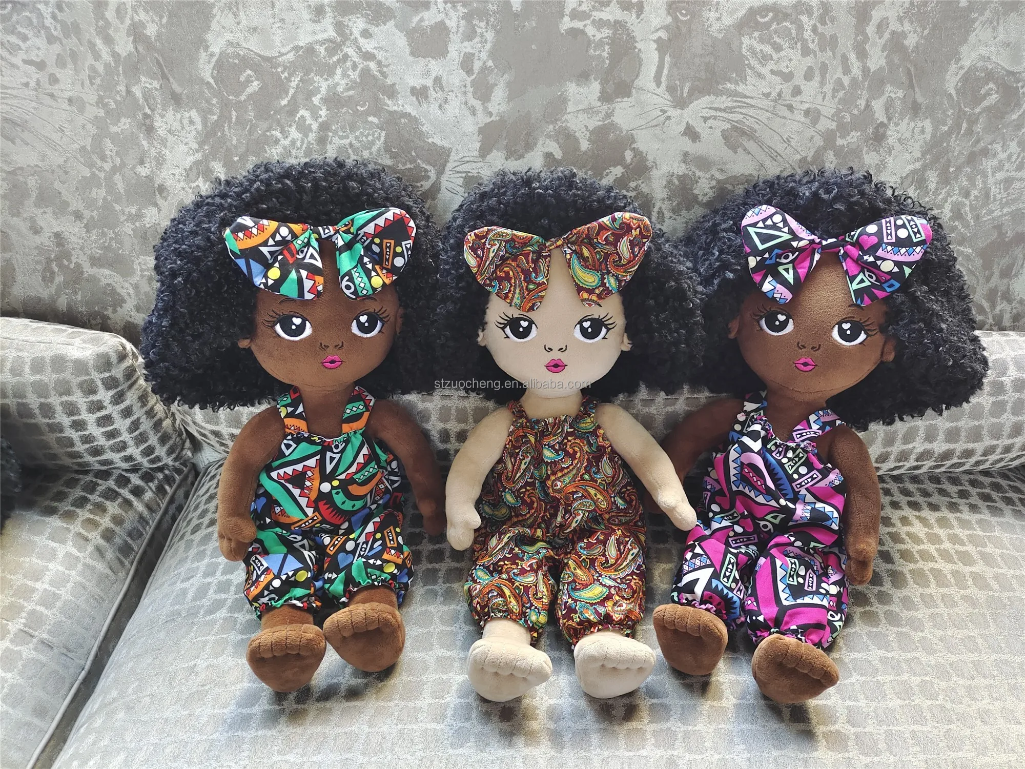 Alibaba Plain Rag Doll 19inch Fashion African Girl Cloth Rag Doll