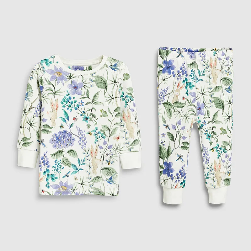 2022 одежда для сна маленьких девочек пижамы с цветочным принтом животных детей ночная