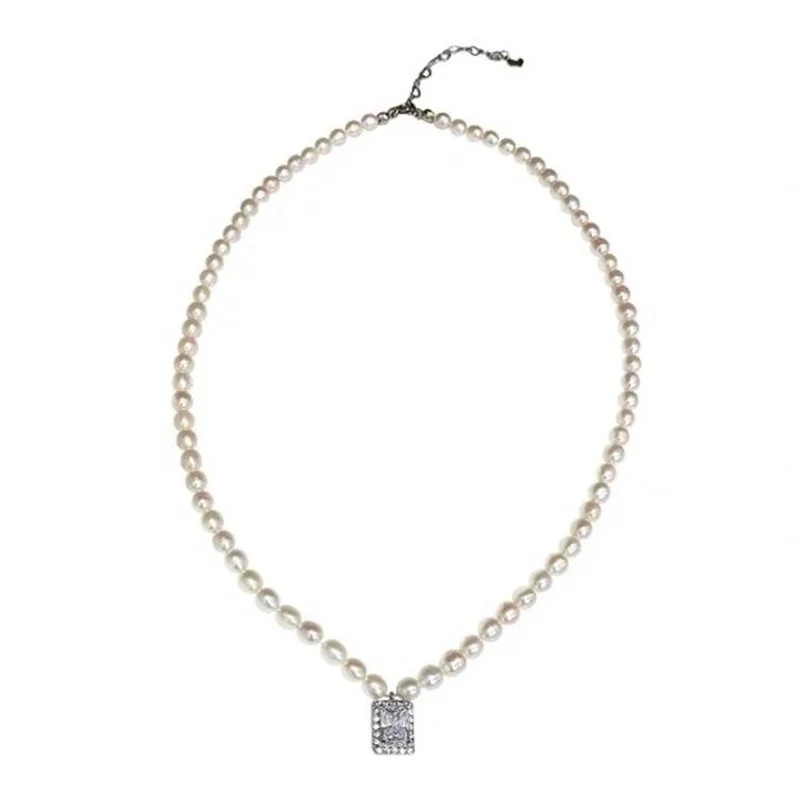 HMOIS double layers fashion natural freshwater white pearl choker