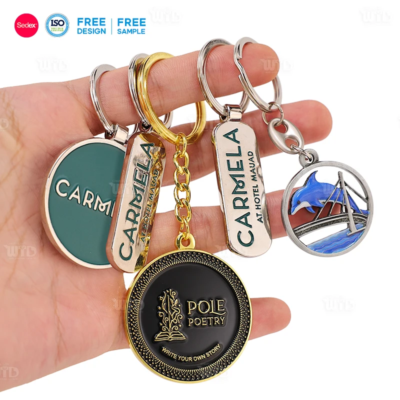Custom Gepersonaliseerde Emaille Legering Metalen Sleutelhanger Ontwerp Gepersonaliseerde Luxe Promotionele Zakelijke Geschenk Carabiners Speldgesp Sleutelring