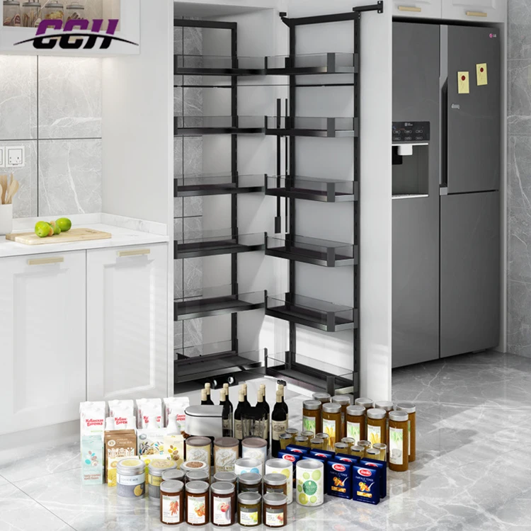 Ausziehbarer Vorratskorb Küchenschrank-Organizer Körbe Glas-Display Hochschrank-System| Alibaba.com
