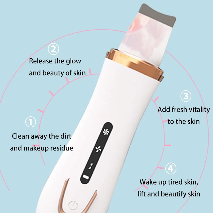 fashional Deep Cleaning Exfoliators rechargeable home use dead skin Blackhead Remover ultrasonic facial skin scrubber