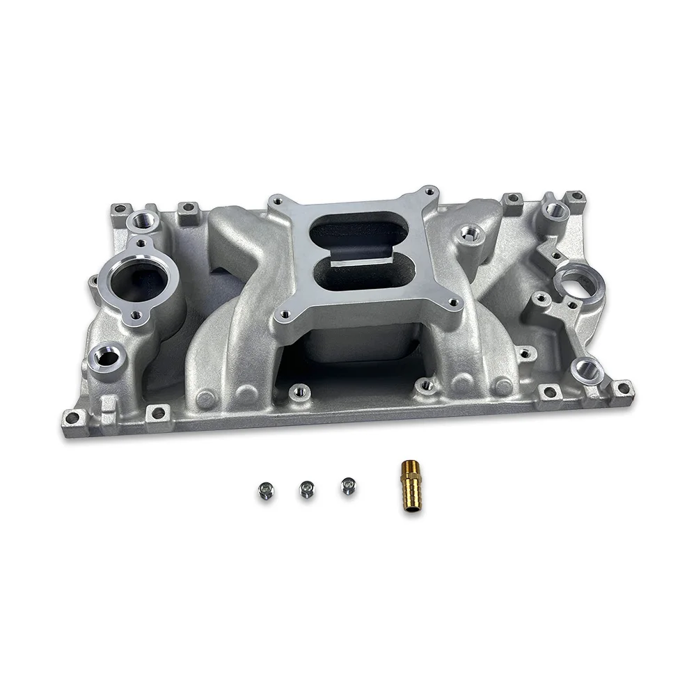 thumbnail interactive-video image 1 of Big Block Chevy Aluminum Dual Plane Intake Manifold – Air Gap, Satin, Oval Port For 396 427 454 1 of 4