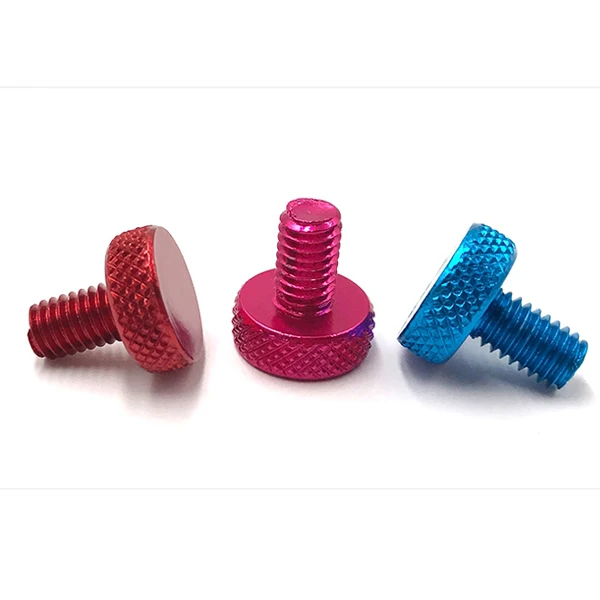 M3 M4 Stainless Steel Color Anodized Flat Knurled Head Aluminum Thumb