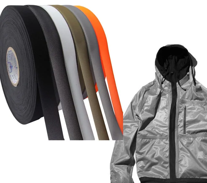 Купить теплую ленту. TPU лента для герметизации швов 20мм. Куртка с лентами. Термолента для гидрокостюма. Материал для куртки водоотталкивающий.