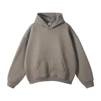 high quality oversized drop shoulder hoodie stringless heavy weight cotton stringless men's hoodie