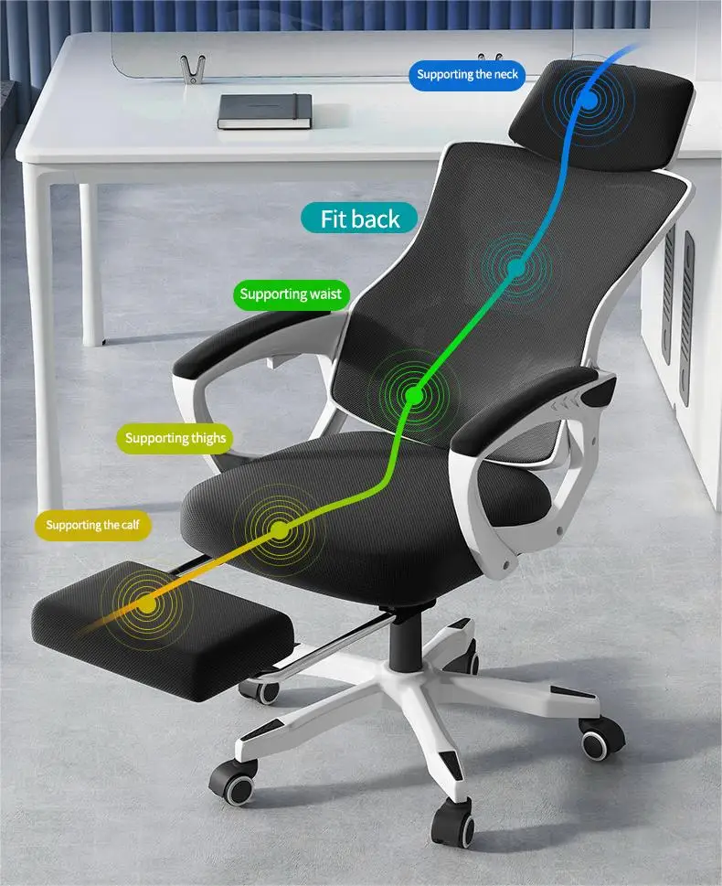 Custom Ergonomic Razer Computer Gaming Chair with Lift Style Fabric and Mesh Material Massage Features and Footrest