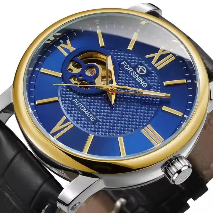FORSINING Orologio Meccanico Uomo Automatico - Quadrante Scheletrato, Cinturino In Vera Pelle, Movimento A 17 Rubini - 4