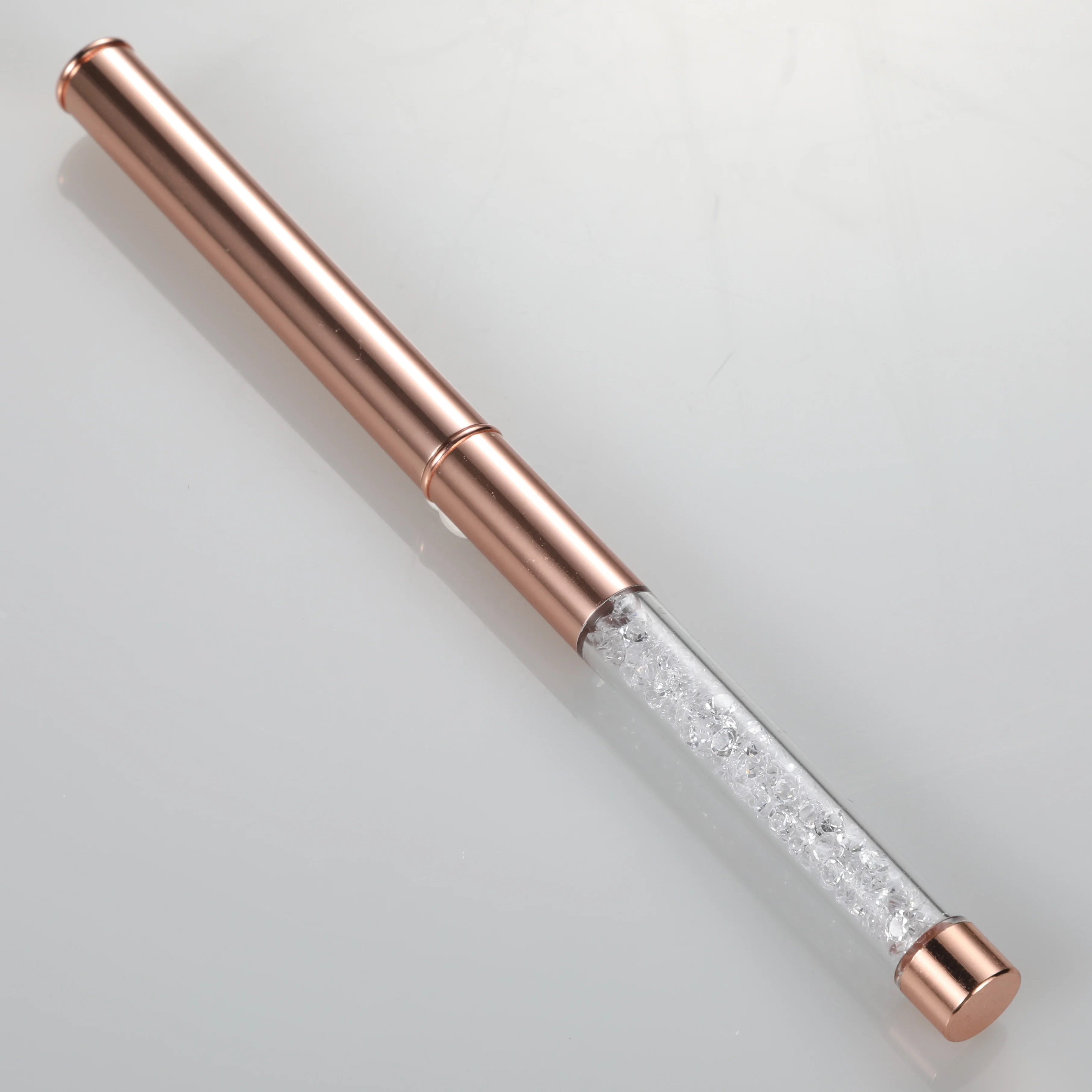 Aokitec Rose Gold Rhinestones Metal Crystal Pen Kolinsky Sable Acrylic Nail Brush