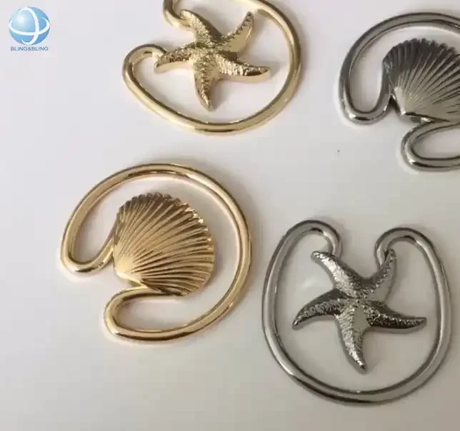 Custom Metal Sea Turtle Starfish Shell Swimwear Connector Fashion Bracelet Pendant Charms Bikini Charm Decoration Accessories