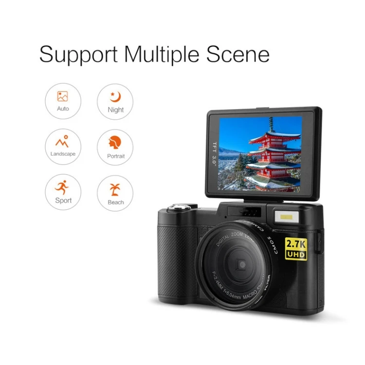 Fotocamera Digitale 4K HD Da 75MP Con Doppio Sensore, Zoom 18X, Schermo LCD 3 Pollici, WiFi E Flash – Ideale Per Principianti E Viaggi - copertina